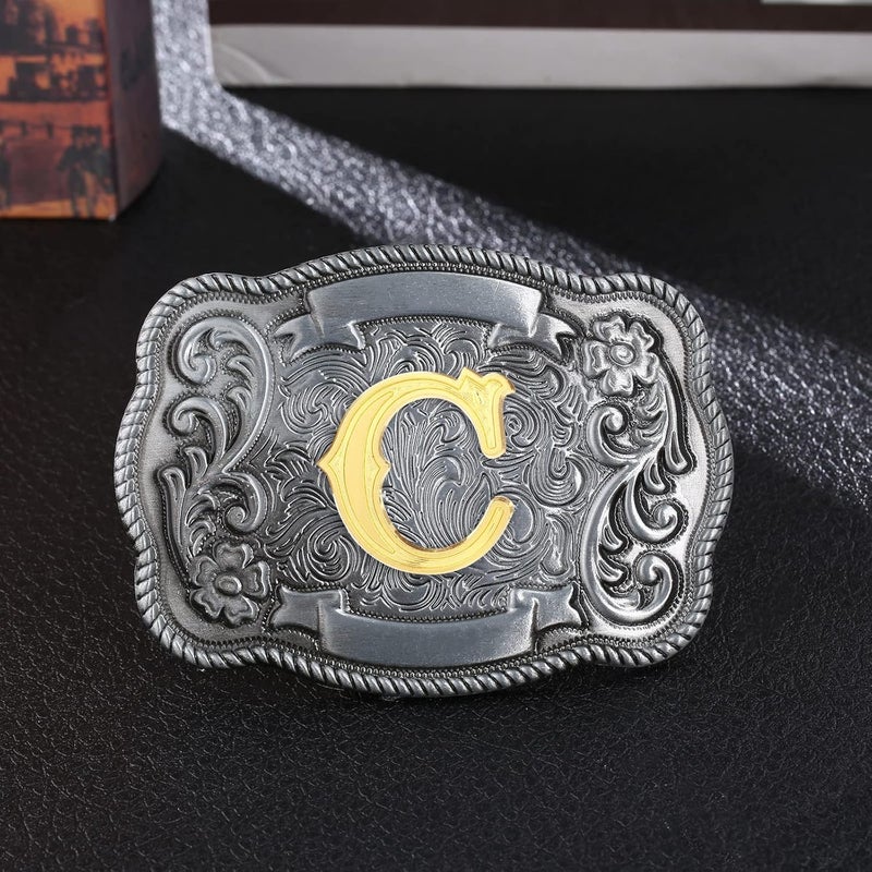 QQA Western Cowboy/Cowgirl Initial Belt Buckle Letter ABC to Z Upgrade Design for Men and Women - Image 3